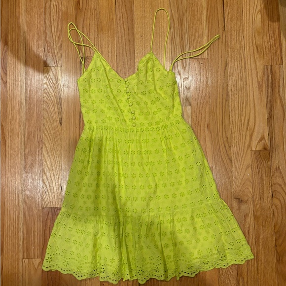 Alice + Olivia Fae Spaghetti Strap Mini Dress Lemon Sorbet - Picture 4 of 8